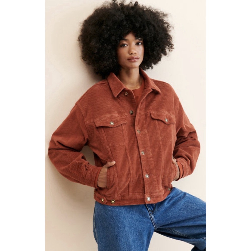 FAVORITE DAUGHTER Mischa Corduroy Jacket Rust Orange Sz M